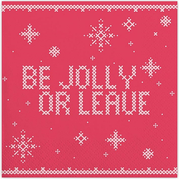 Retro "BE JOLLY OR LEAVE" Design Red Napkins (Set of 120)
