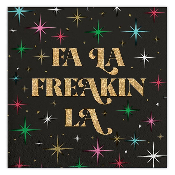 "Fa La Freakin La" Design Glitter-Print Napkins (Set of 120)