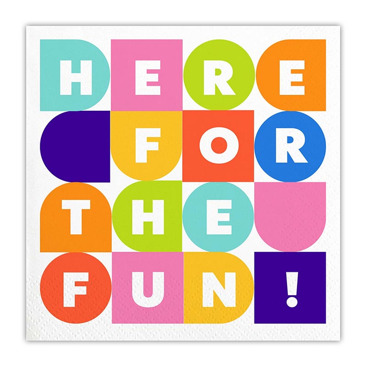 Cute 'HERE FOR THE FUN!' Design Paper Beverage Napkins (Set of 120)