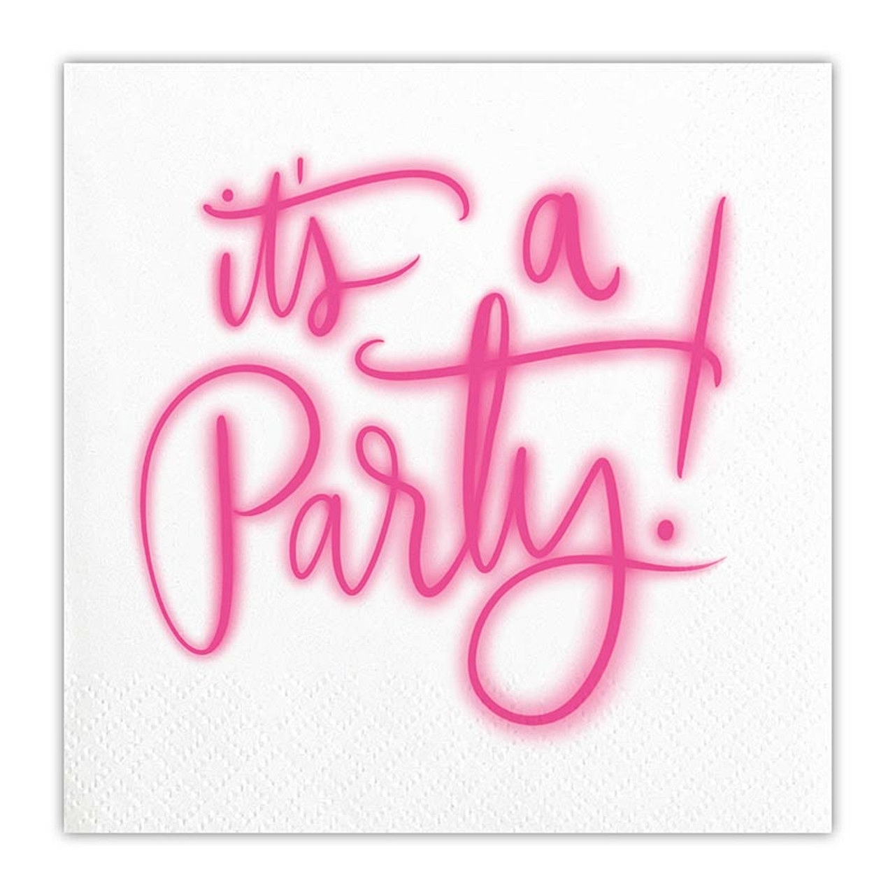 Bold Fuchsia-Colored 'It's a Party!' Graphic Paper Beverage Napkins (Set of 120)