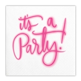 Bold Fuchsia-Colored 'It's a Party!' Graphic Paper Beverage Napkins (Set of 120)