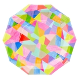 Colorful Gemoetric Shapes Design Decagon-Shaped Paper Plates (Set of 48)