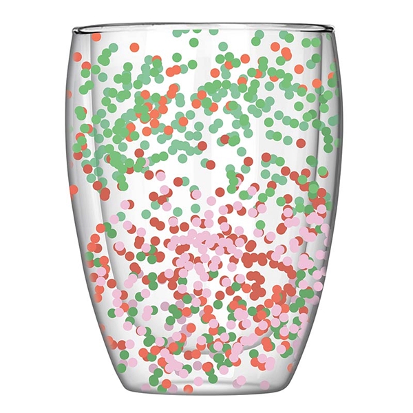 Double-Walled Christmas Confetti 12oz Stemless Wine Glasses (Set of 6)