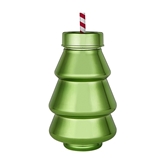 Christmas Tree-Shaped Green Acrylic Sippers with Straws (Set of 6)