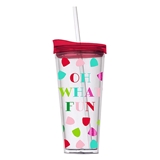 Festive 'Oh What Fun' Double-Wall 22oz Tumblers with Lids & Straws (Set of 6)