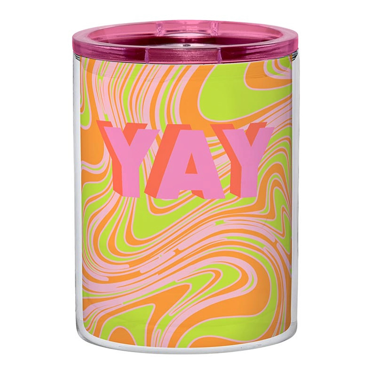 "YAY" Swirl Design 12oz Double-Wall Acrylic Tumblers (Set of 4)