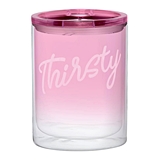Script 'Thirsty' Design 12oz Pink-Finish Double-Wall Acrylic Tumblers (Set of 4)