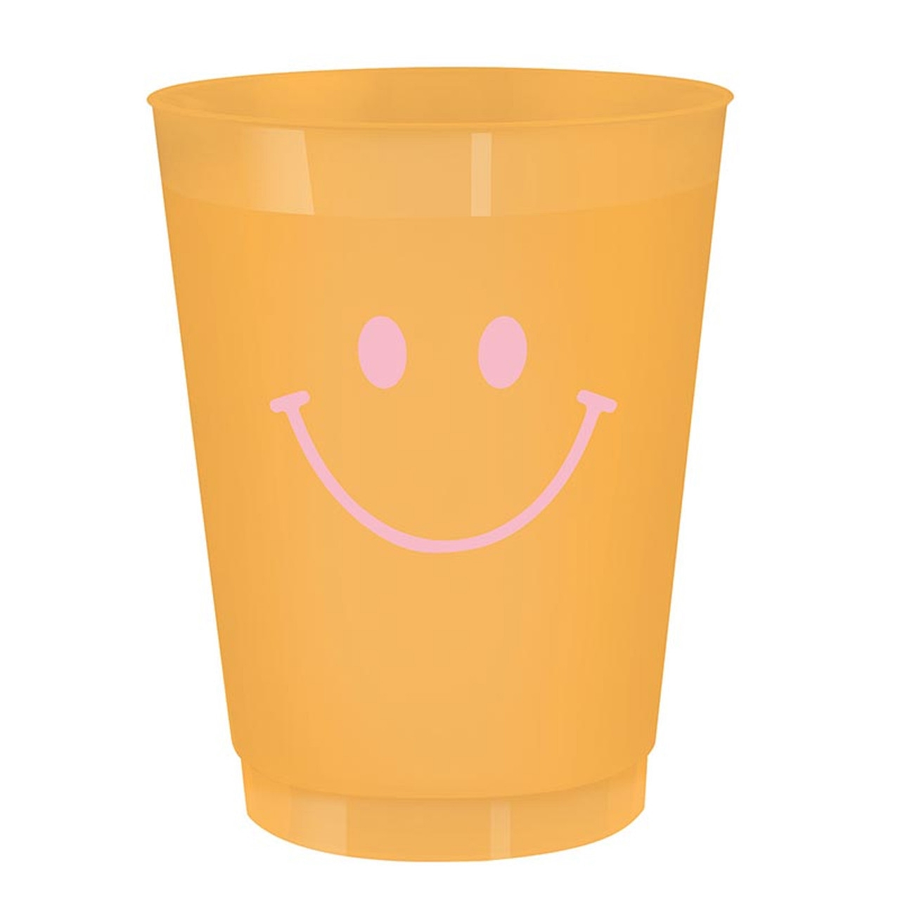 Smiley Face Design in Pink on Orange Frost-Flex Cocktail Party Cups (Set of 36)