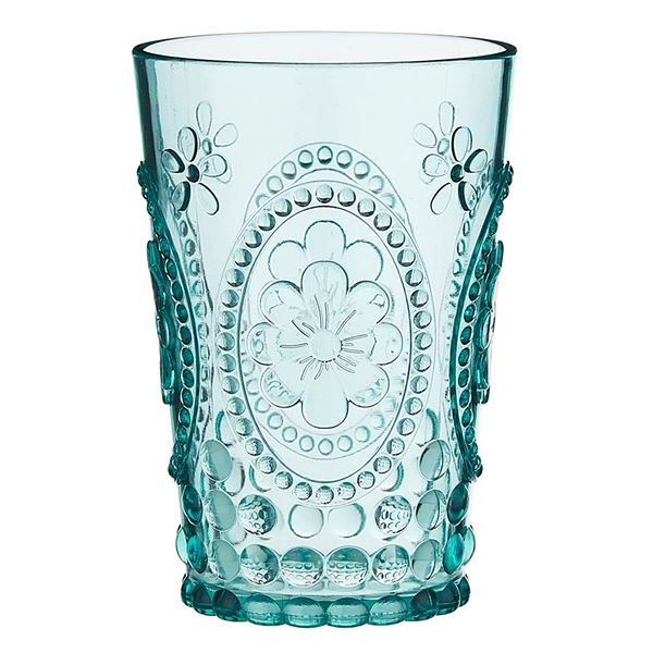 Vintage-Inspired 10oz Textured Teal-Colored Acrylic Cups (Set of 4)