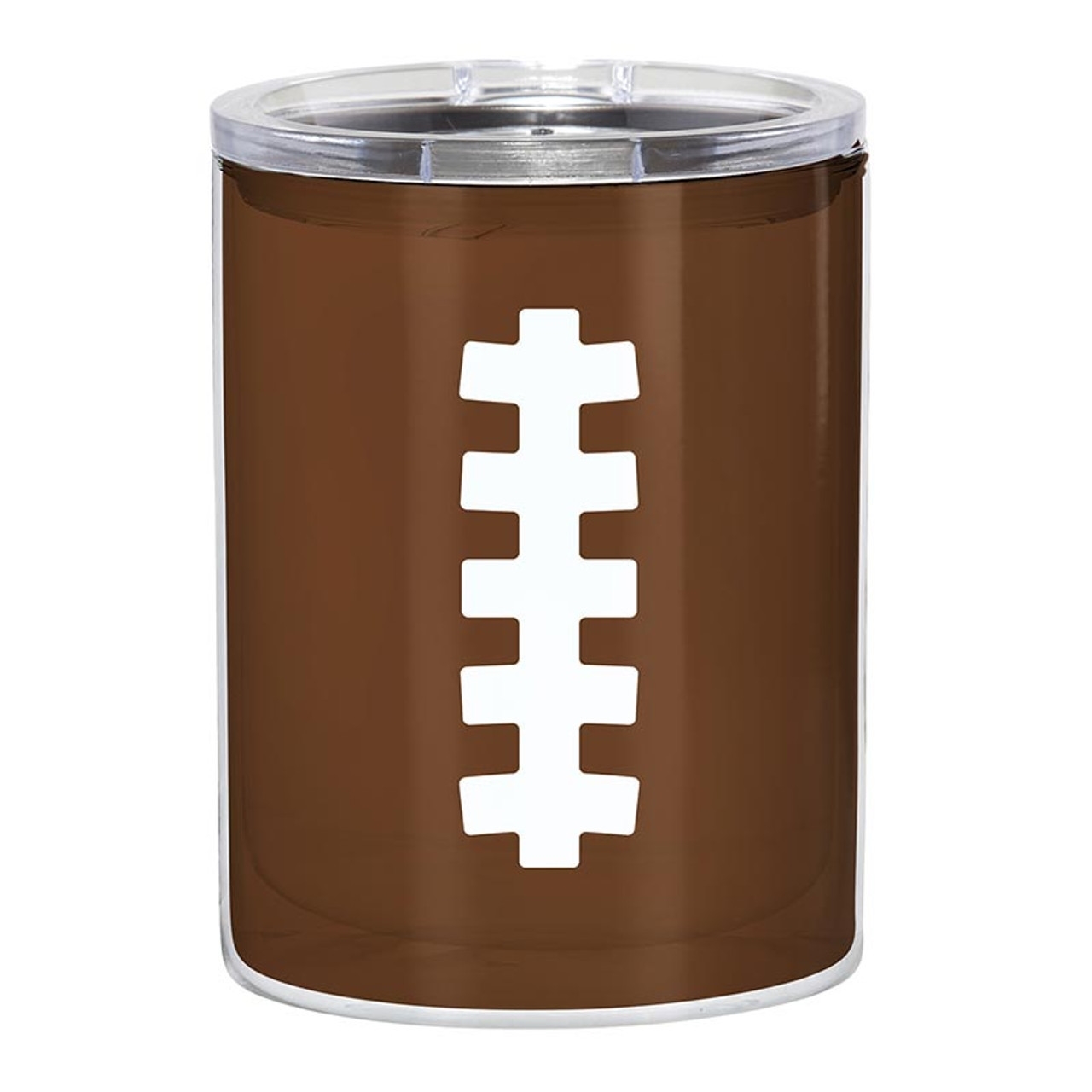 Football Laces Design Brown-Finish 12oz Double-Wall Acrylic Tumblers (Set of 4)