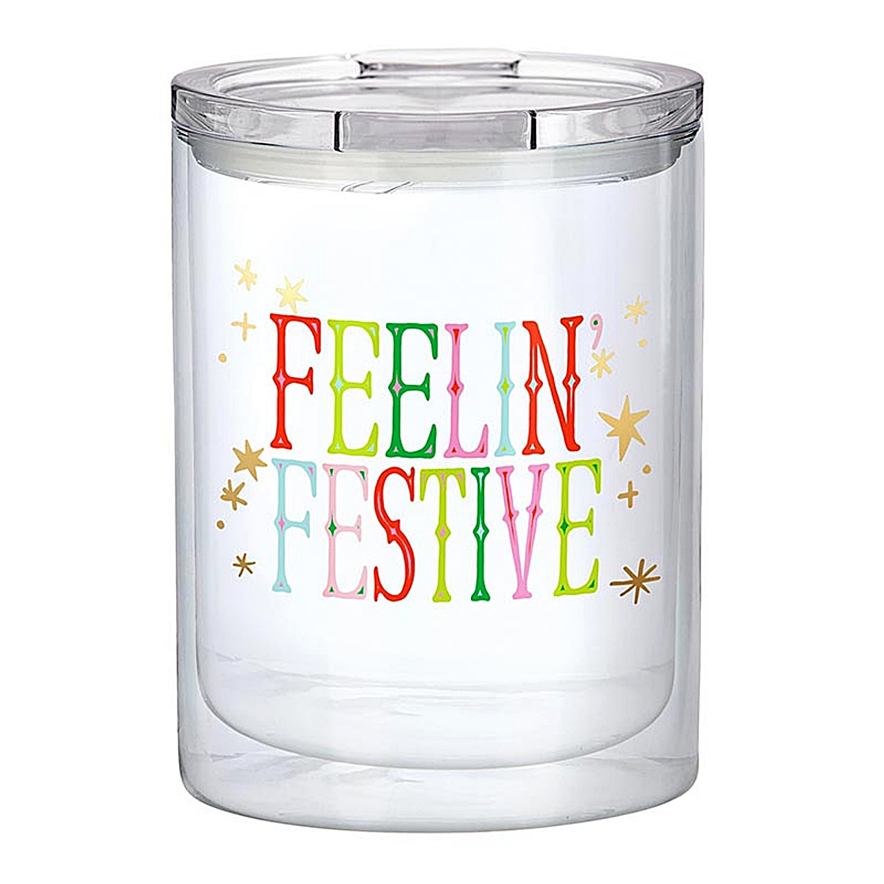 Feelin' Festive Design 12oz Double-Wall Clear Acrylic Tumblers (Set of 4)