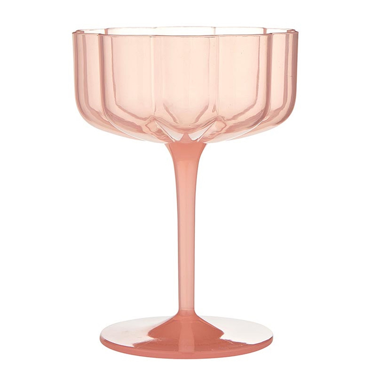 Pink-Colored Beveled "Coupe Wave" Acrylic Champagne Flutes (Set of 4)