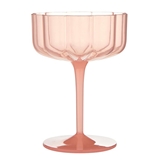 Pink-Colored Beveled "Coupe Wave" Acrylic Champagne Flutes (Set of 4)
