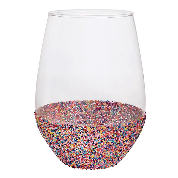 Jumbo 30oz Stemless Wine Glasses with Sprinkles Dip (Set of 6)
