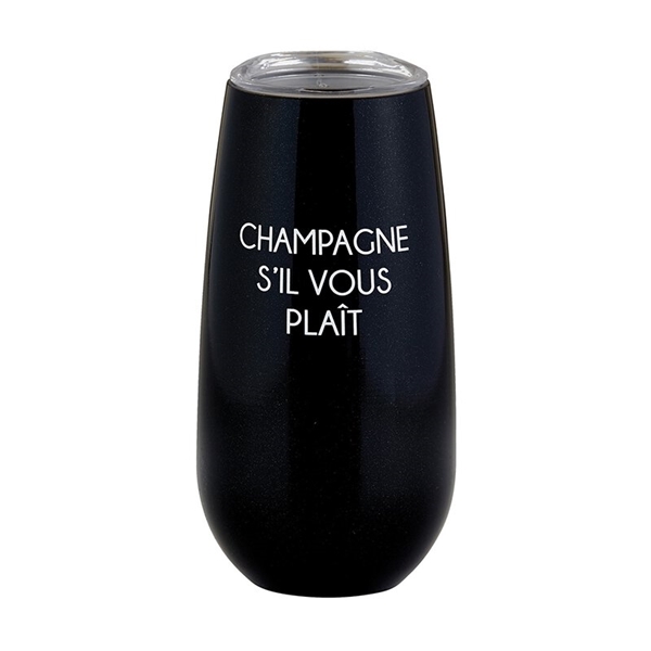'Champagne S'il Vous Plait' Black-Stainless-Steel Tumblers (Set of 2)