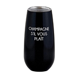 'Champagne S'il Vous Plait' Black-Stainless-Steel Tumblers (Set of 2)