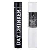 DAY DRINKER Graphic Black-Stainless-Steel Slim Flask Bottles (Set of 2)