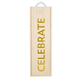 Pine-Wood Wine Gift-Boxes with Gold Foil CELEBRATE Graphic (Set of 2)