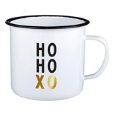 SIPS Drinkware 24oz Holiday Enamel Mug with HO HO XO Design (Set of 3)
