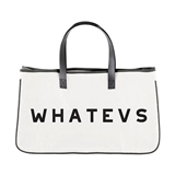 WHATEVS Graphic Face to Face Canvas Tote with Leather Handles
