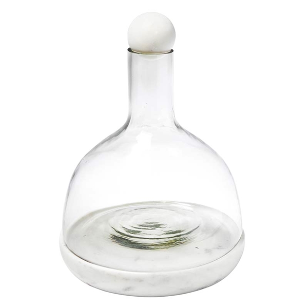 TableSugar 42oz White Marble and Glass Modern Wine Carafe