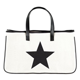 Star Graphic Canvas Tote Bag with Leather Handles and Trim (Set of 2)