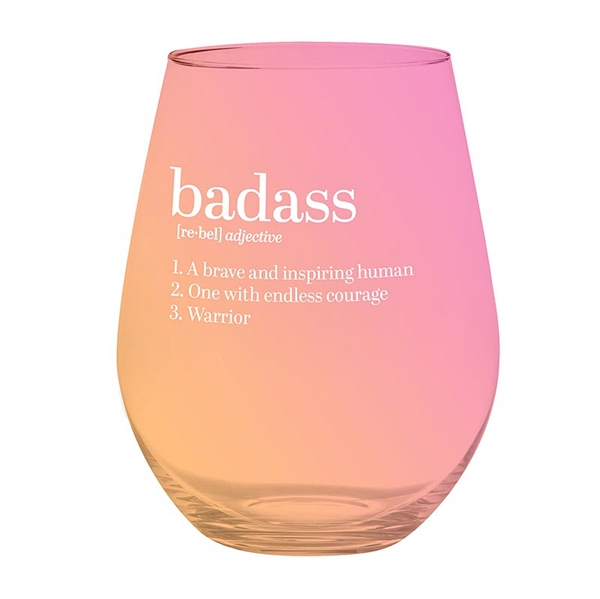 Jumbo 30oz 'Definition of a Badass' Stemless Wine Glasses (Set of 6)