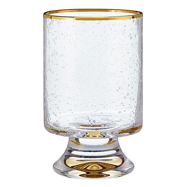 Gold-Rimmed Old-Fashioned Glasses with Seeded Bubbles (Set of 4)