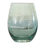 Sea Green 17oz Stemless Wine Glasses with Seeded Bubbling (Set of 4)