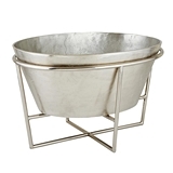 Large Silver-Finish Brushed-Aluminum Champagne + Wine Bucket with Stand
