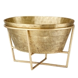 Large Gold-Finish Brushed-Aluminum Champagne + Wine Bucket with Stand