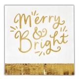 Fringed Napkins with "Merry & Bright" Graphic in Gold-Foil (Set of 160)
