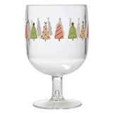 Whimsical Christmas Trees Motif 8oz Acrylic Wine Cups (Set of 4)