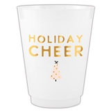 Holiday Cheer & Christmas Tree Design Frost-Flex Cocktail Party Cups (Set of 48)