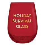 Gold-Foil 'Holiday Survival Glass' Graphic 20oz Stemless Wine Glasses (Set of 6)