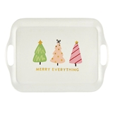 Festive 'Merry Everything' Graphic and Christmas Trees Design Bamboo Trays (Set of 32)