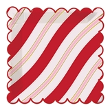 Christmas Stripes with Gold-Foil Accents Design Scalloped-Edge Plates (Set of 64)