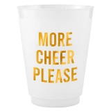 Gold-Foil 'MORE CHEER PLEASE' Graphic Frost-Flex Cocktail Party Cups (Set of 48)