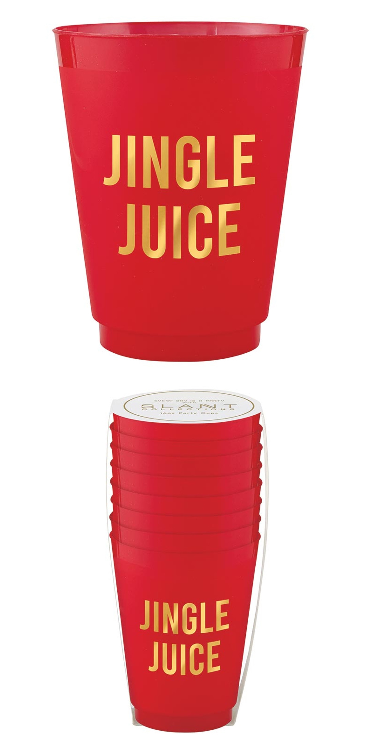 Gold-Foil 'JINGLE JUICE' Design Red Frost-Flex Cocktail Party Cups (Set of 48)