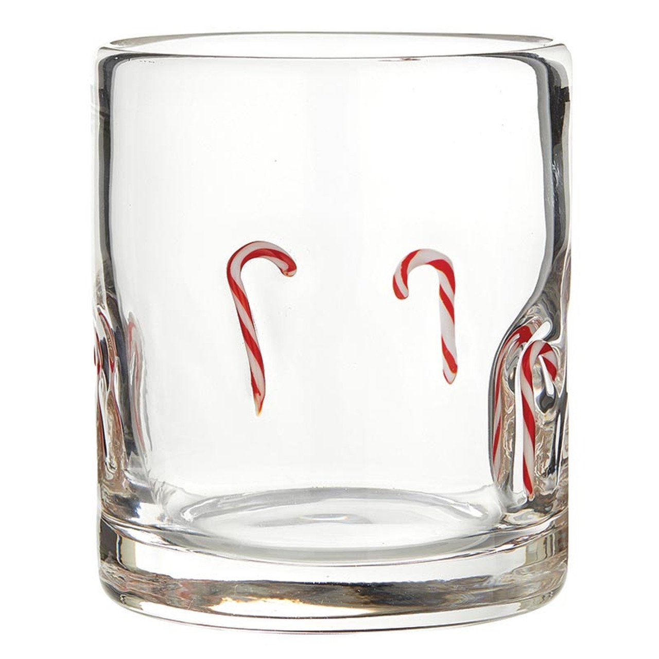 Christmas Candy Canes Design 16oz Double Old-Fashioned (DOF) Glasses (Set of 4)