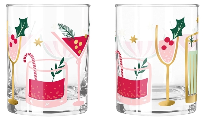 Holiday Drinks & Cocktails Design Double Old-Fashioned (DOF) Glasses (Set of 6)