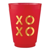 Gold-Foil XOXO Graphic on Red BPA-Free Frost-Flex Cocktail Party Cups (Set of 48)