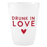 Bold Red 'Drunk in Love' Graphic on Frost-Flex Cocktail Party Cups (Set of 48)