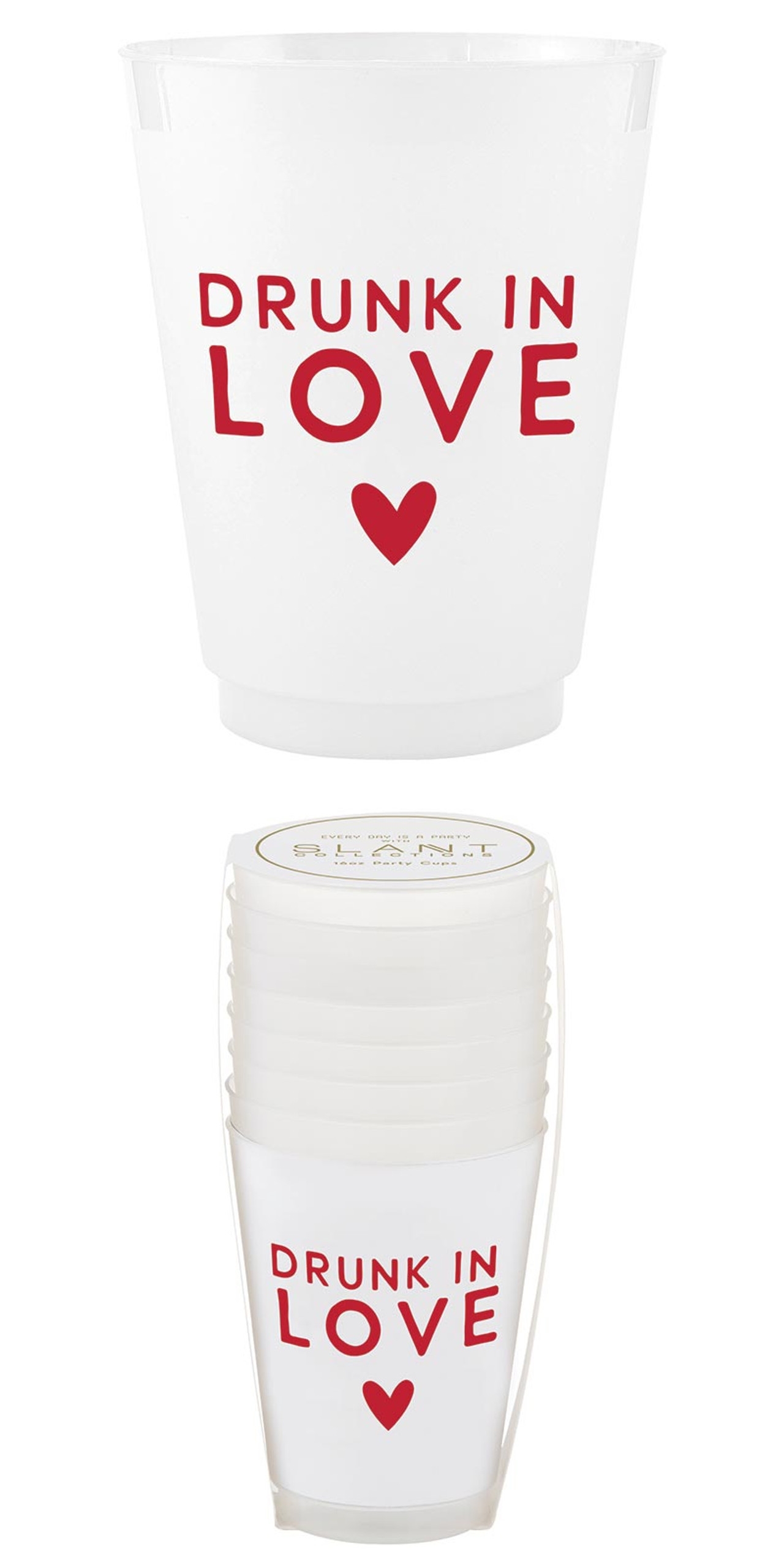 Bold Red 'Drunk in Love' Graphic on Frost-Flex Cocktail Party Cups (Set of 48)