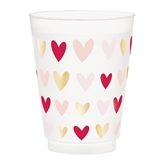 Multi-Colored Hearts Pattern BPA-Free Frost-Flex Cocktail Party Cups (Set of 36)