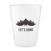 Let's Hang Black Bat Graphic on White Frost-Flex Cocktail Party Cups (Set of 48)
