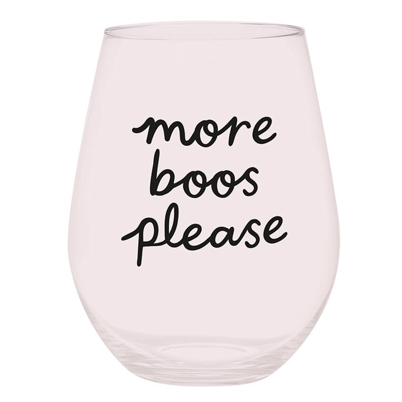 Clever 'More Boos Please' Graphic Jumbo 30oz Stemless Wine Glasses (Set of 6)