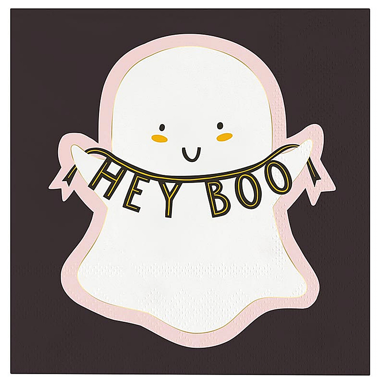 Cute Ghost Design with 'Hey Boo' banner in Gold-Foil Beverage Napkins (Set of 160)