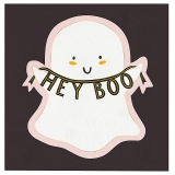 Cute Ghost Design with 'Hey Boo' banner in Gold-Foil Beverage Napkins (Set of 160)