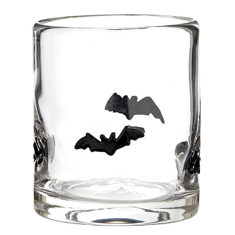 Spooky Bats Motif 16oz Double Old-Fashioned (DOF) Icon Glasses (Set of 4)